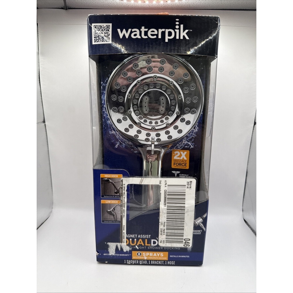 Waterpik Magnet Assist DualDock 8-Spray‎ Handheld Shower Head - New In Box (NIB)